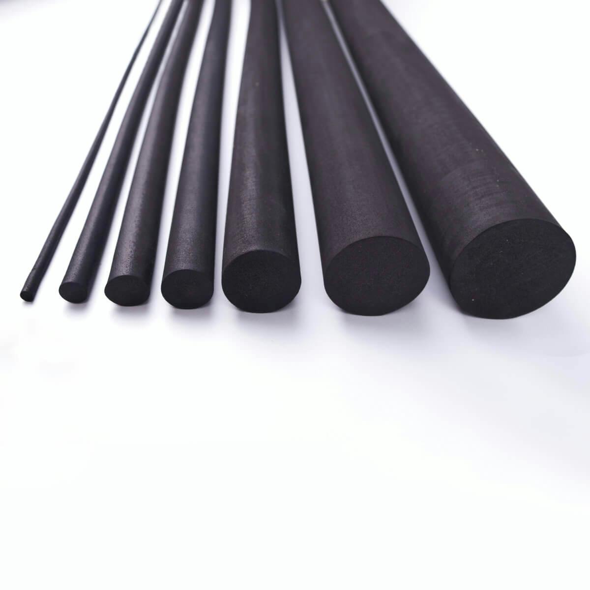 Detail of foam dowels from the front (ordered from smallest diameter)