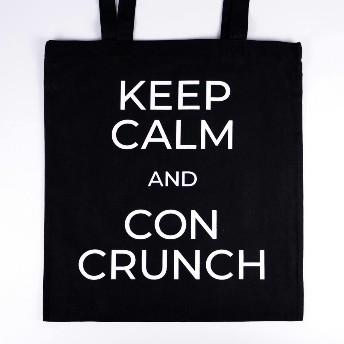 Canvas tote bag with keep calm and con crunch motif