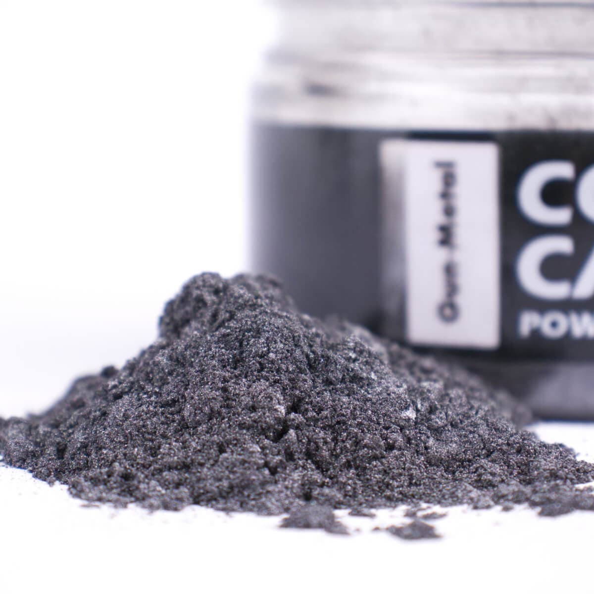 Close-up of gun metal pigment powder