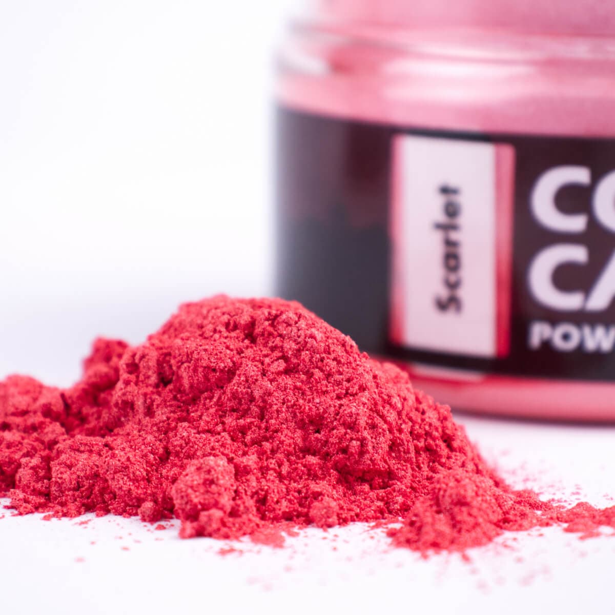 Close-up of scarlet pigment powder