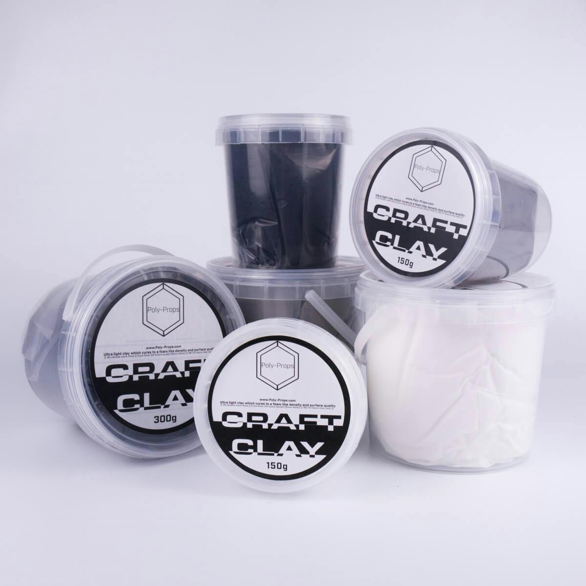 Foam clay buckets in white, grey and black