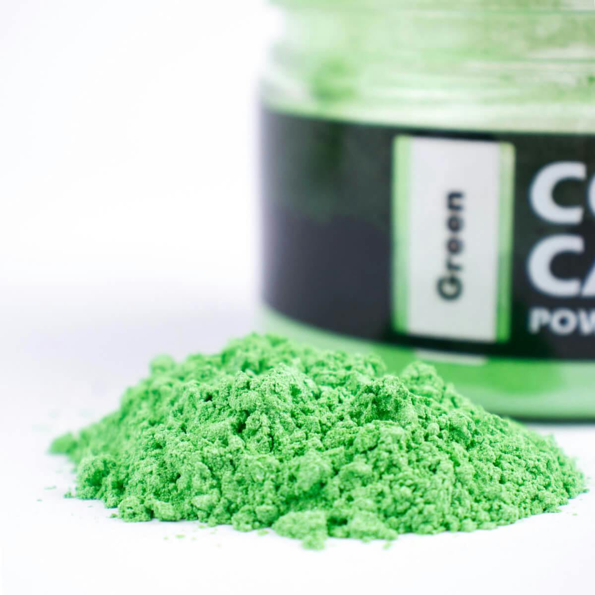 Close-up of green pigment powder