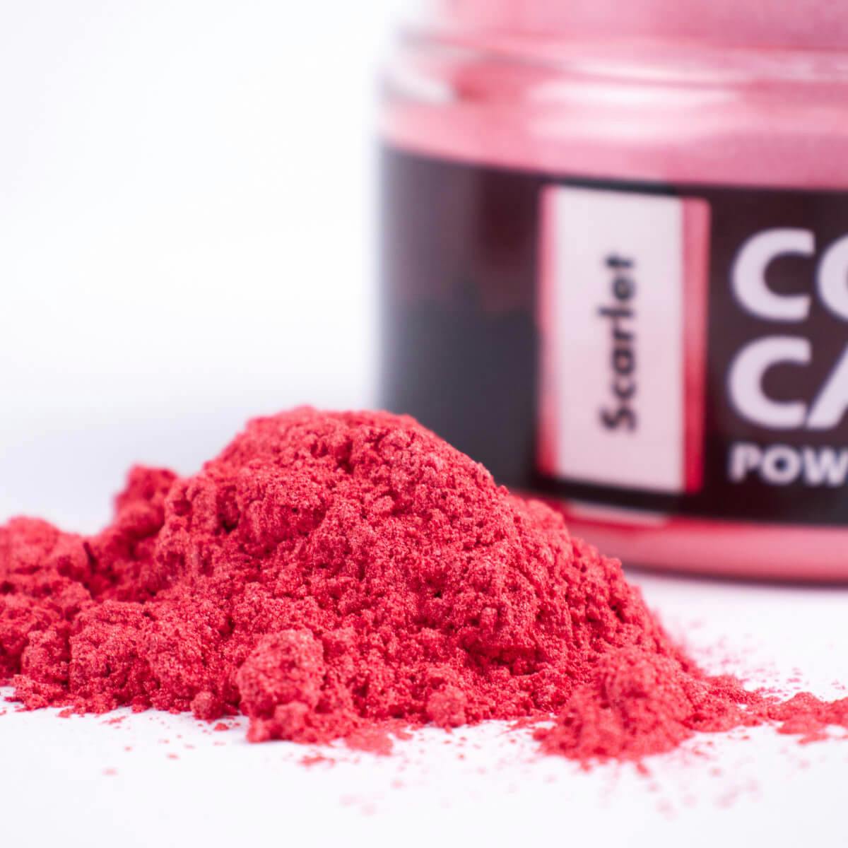 Close-up of scarlet pigment powder