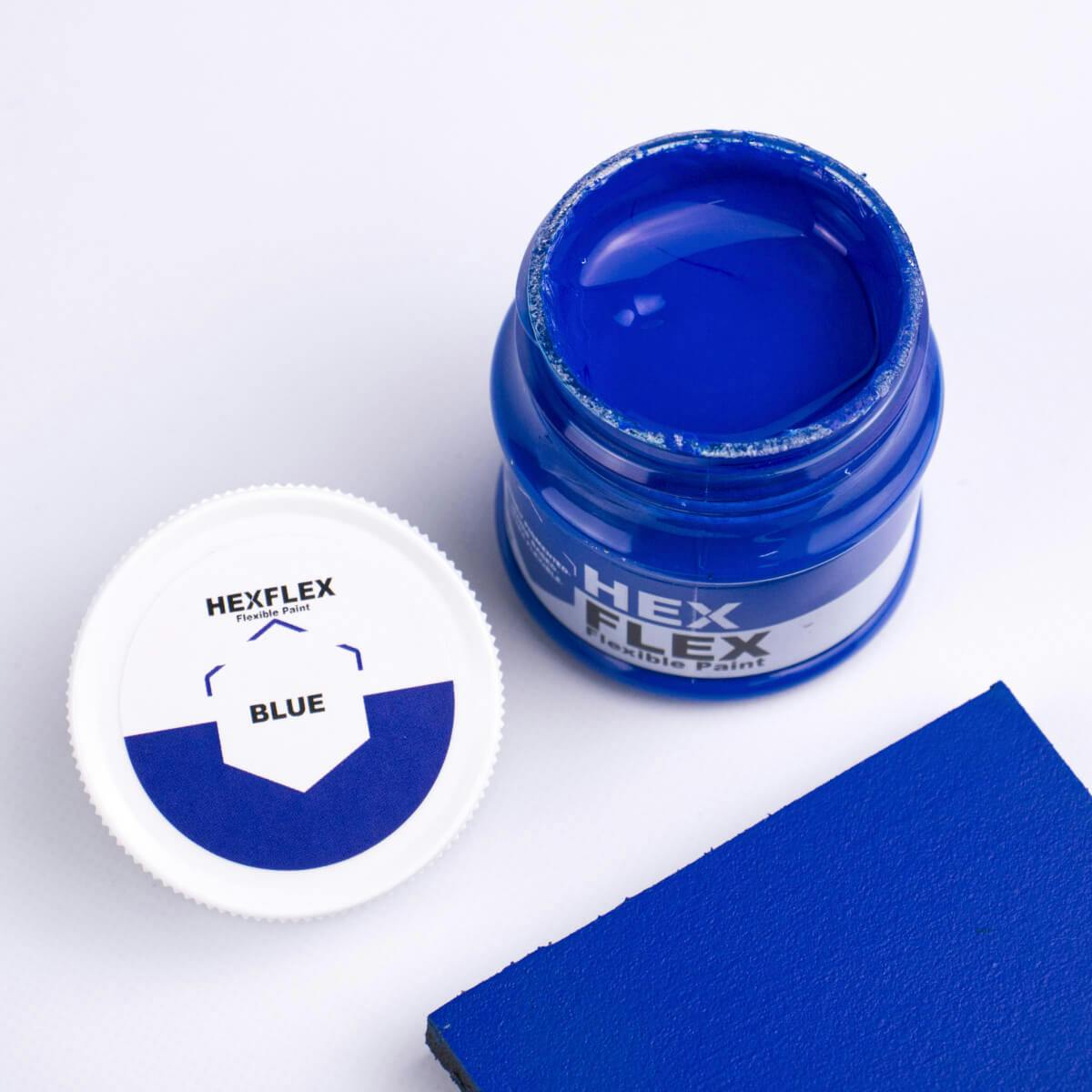 The bottle, cap and blue HexFlex colour sample