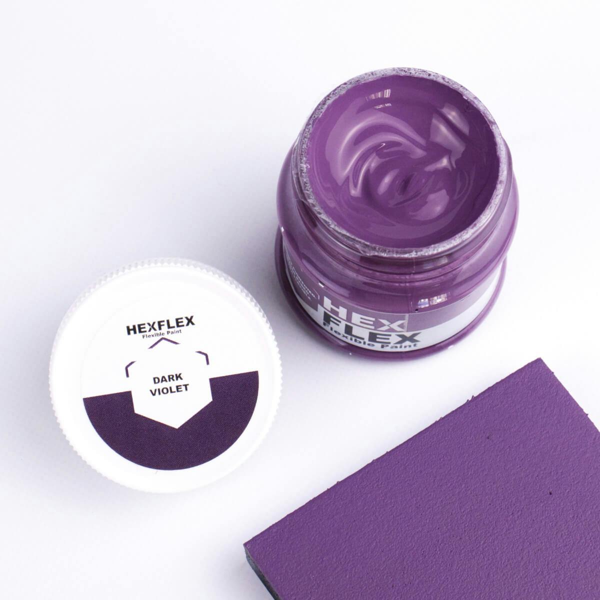The bottle, cap and dark violet HexFlex colour sample
